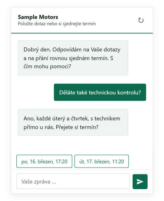 AI chatbot a rezervace termínů