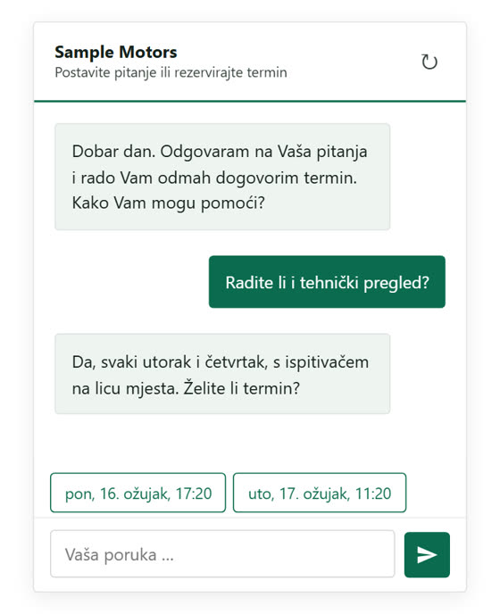 AI chatbot i rezervacija termina