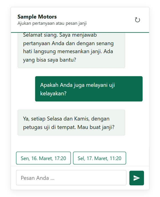 Chatbot AI dan pemesanan janji temu