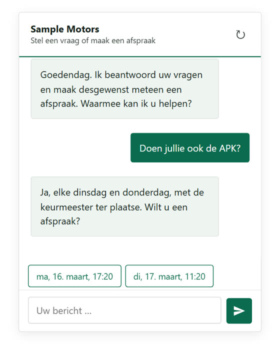 AI-chatbot en afspraken maken