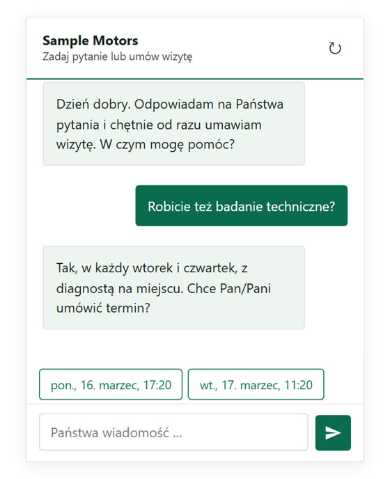 Botermin &ndash; Chatbot SI i rezerwacja terminów