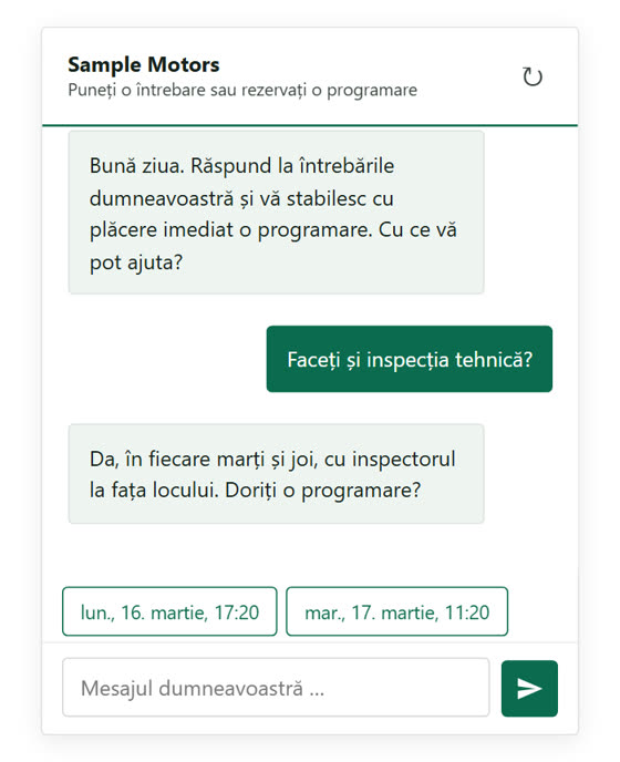 Chatbot IA și programări
