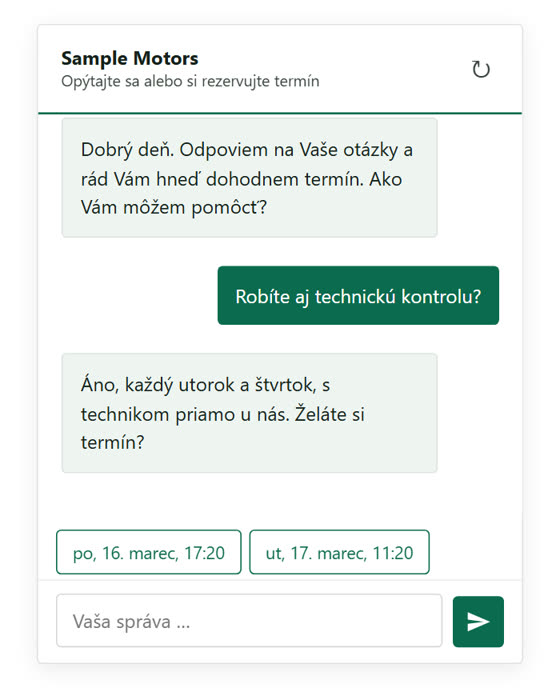 AI chatbot a rezervácia termínov