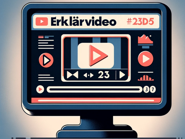 Eines Computerbildschirms mit dem Text "Erklärvideo"