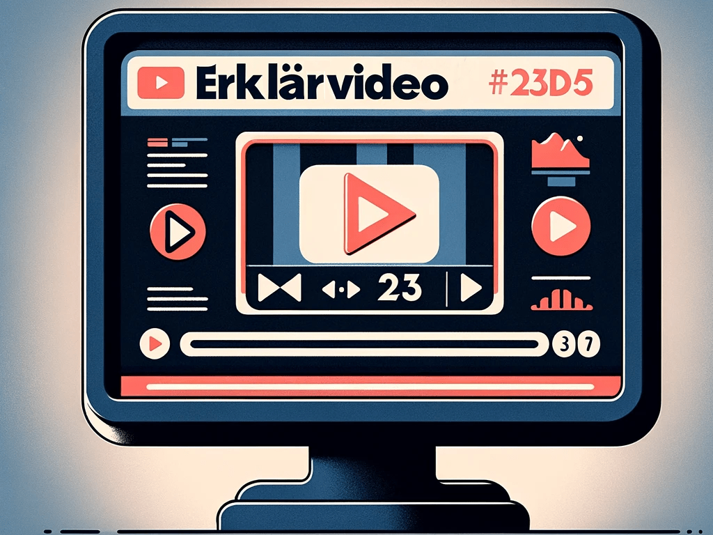Eines Computerbildschirms mit dem Text "Erklärvideo"