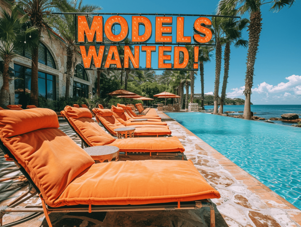 Bild mit dem Text: "Models Wanted" (Deutsch: "Models gesucht")