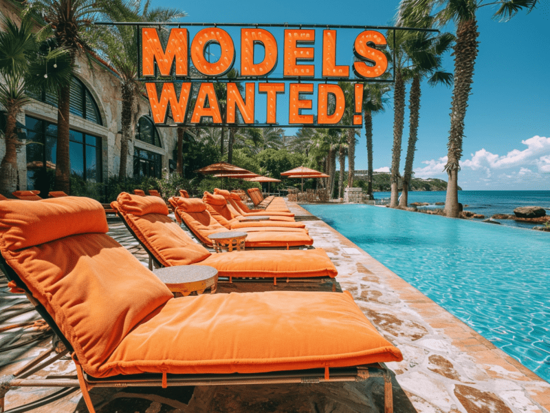 Bild mit dem Text: "Models Wanted" (Deutsch: "Models gesucht")