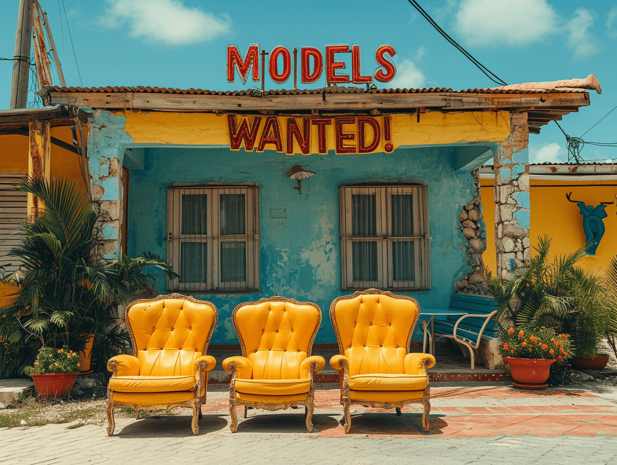 Bild mit dem Text: "Models Wanted" (Deutsch: "Models gesucht")