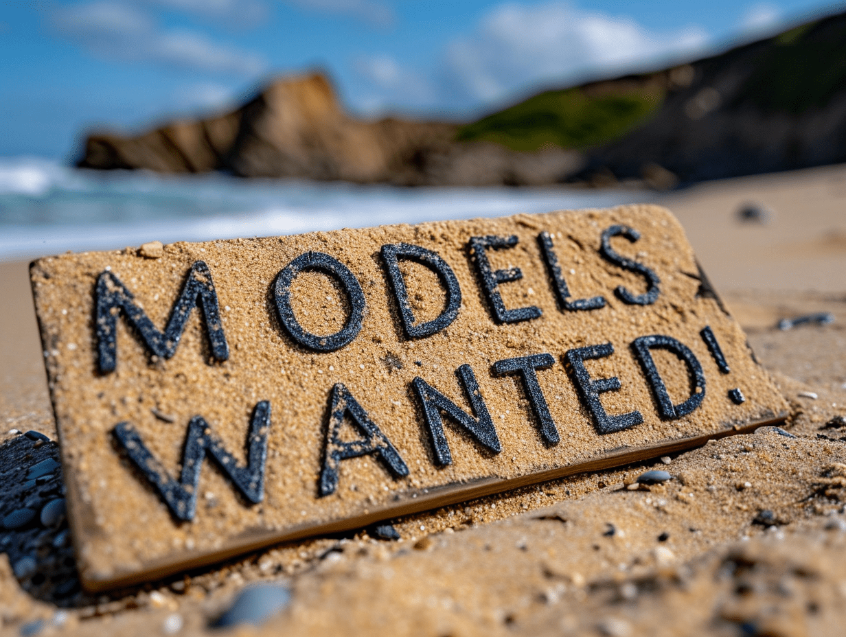 Bild mit dem Text: "Models Wanted" (Deutsch: "Models gesucht")