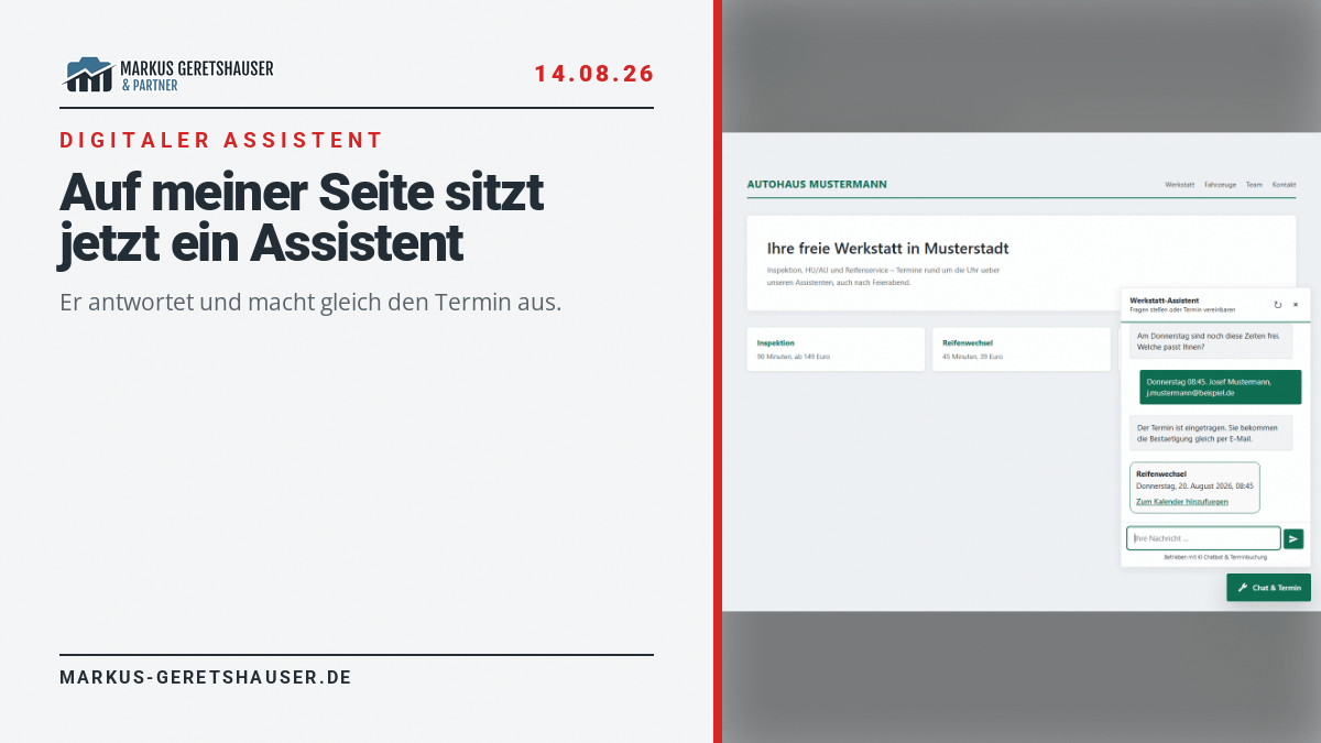 Beispielansicht einer Webseite mit dem digitalen Assistenten unten rechts